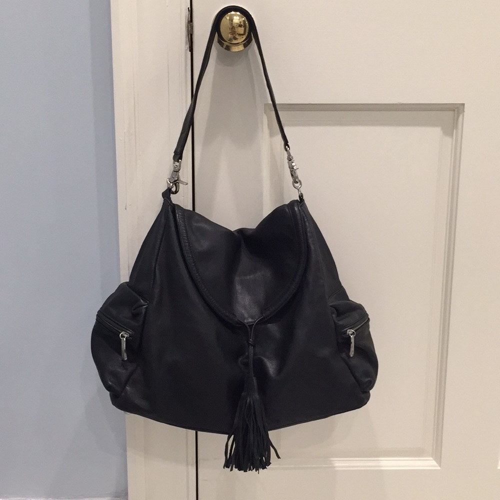 BCBGMAXAZRIA Black Hobo Shoulder Bag.